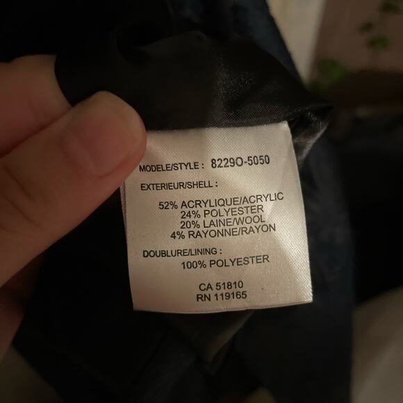 Y2K Blue brocade peacoat retro - Picture 10 of 10